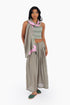 Embroidered short top in linen with adjustable straps